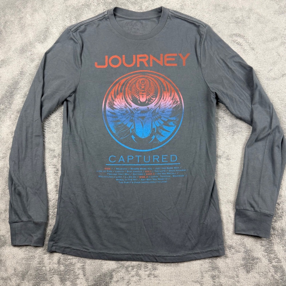 Journey Captured Graphic Long Sleeve T-Shirt Gray XS Scarab Rock Band Tee 2021